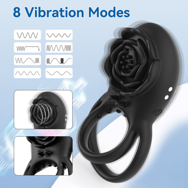Tickt Rose Cock Ring 8 Vibration Modes