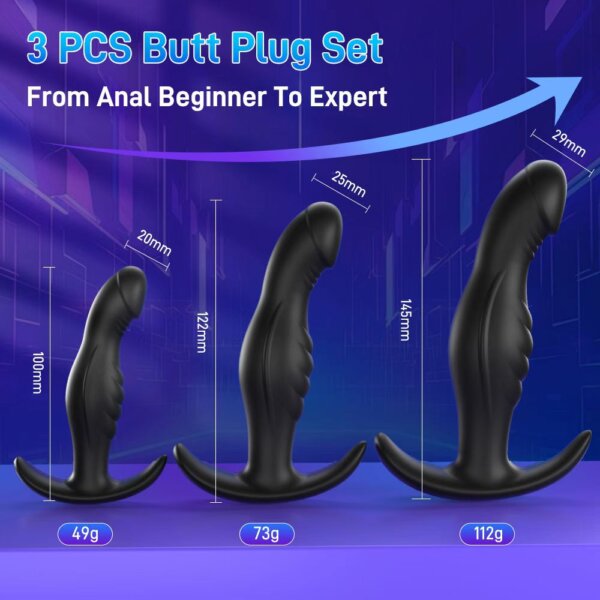 Tickt 3-piece Set Anal Plugs for Anal Plug Beginners and Experts