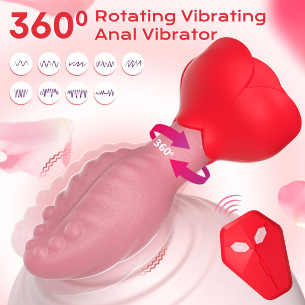 Tickt Rose Butt Plug 360 degrees rotating vibrating anal plug