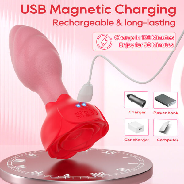 Tickt Rose Butt Plug USB Magnetic Charging